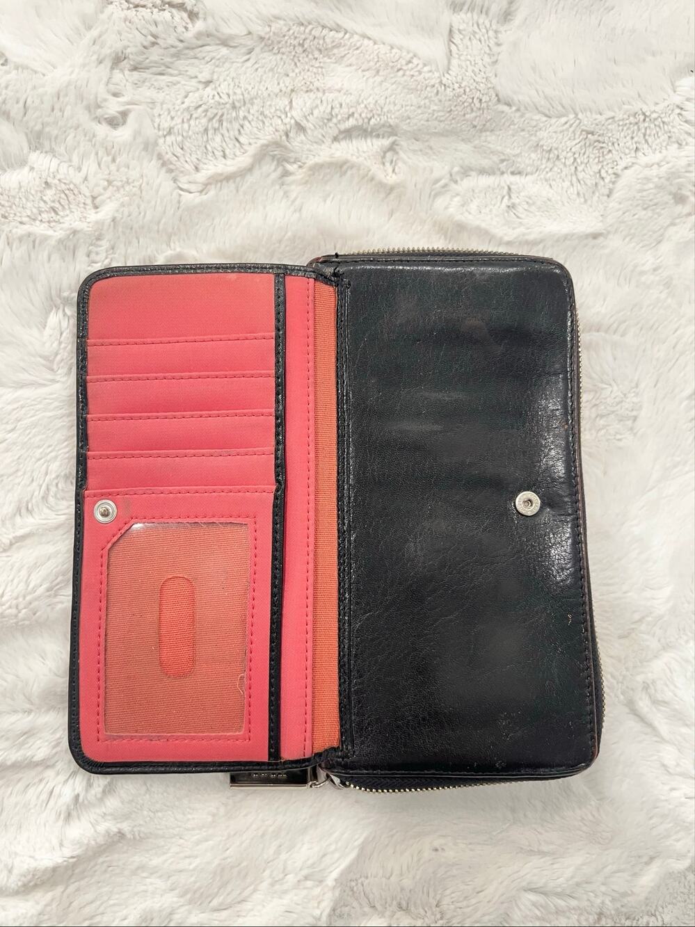 Vintage Black Leather Hobo International Wallet Women's Accessory BiFold Trifold